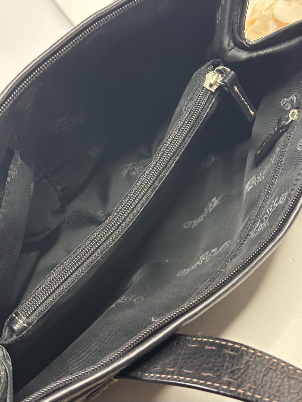 FOSSIL Classic Black Pebbled Leather Top-Handle Sedona Satchel ZB9095 - Picture 9 of 13